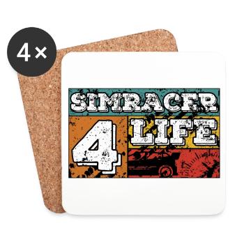 SimRacer 4 Life (texte blanc) - Dessous de verre (lot de 4) - blanc - Devant