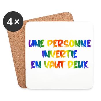 Une personne invertie en vaut deux - Dessous de verre (lot de 4) - blanc - Devant
