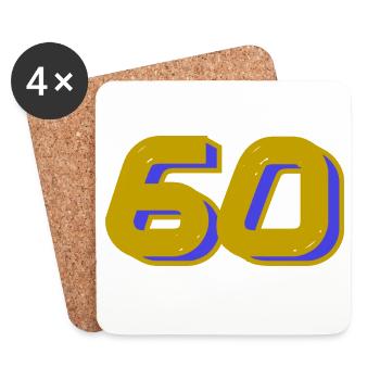 60. 60 JAHRE. 60. JAHRESTAG. 60. GEBURTSTAG. - Untersetzer (4er-Set) - Weiß - Vorne