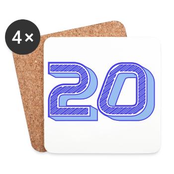 20. 20 ANS. 20e ANNIVERSAIRE. ANNIVERSAIRE 20 ANS. - Dessous de verre (lot de 4) - blanc - Devant