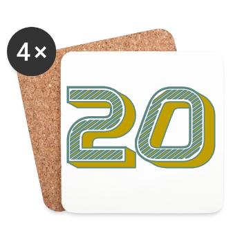 20. 20 JAHRE. 20-JÄHRIGES JUBILÄUM. 20-JÄHRIGES JUBILÄUM. - Untersetzer (4er-Set) - Weiß - Vorne