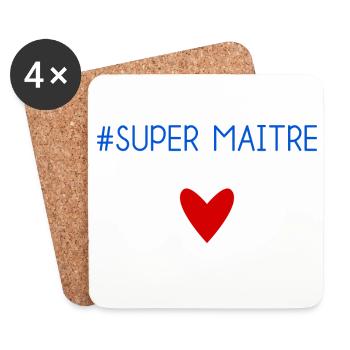 MAÎTRE. MAITRE. MERCI. MERCI MAÎTRE. MAITRE - Dessous de verre (lot de 4) - blanc - Devant