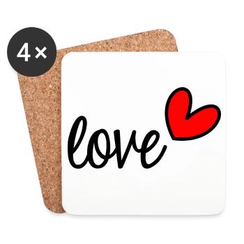 ICH LIEBE DICH. LIEBE. PAAR. GERADE VERHEIRATET. Junggesellinnenabschied - Untersetzer (4er-Set) - Weiß - Vorne