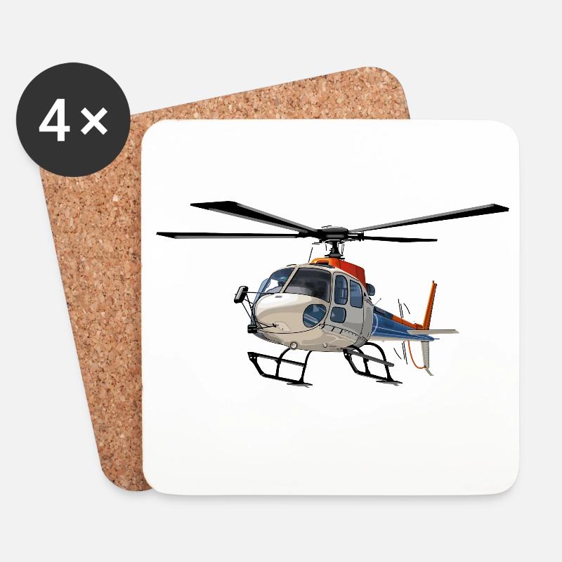 Hubschrauber Einsatz - Untersetzer (4er-Set) - Weiß