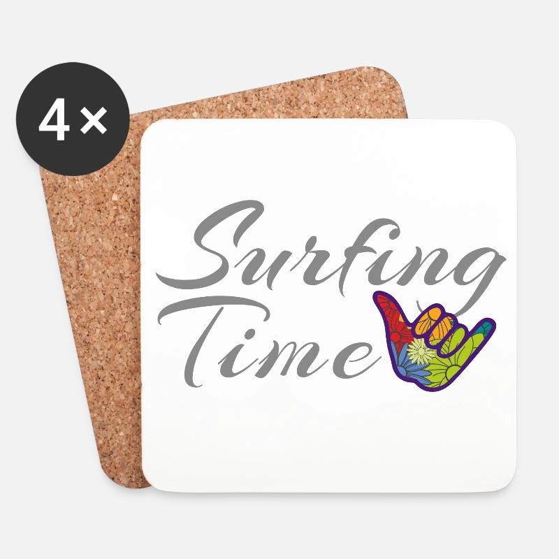 Surfen, Surfen, Zeit - Untersetzer (4er-Set) - Weiß