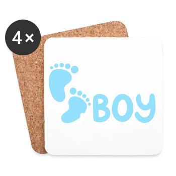 Team Boy: Bekanntgabe des Geschlechts des Babys - Untersetzer (4er-Set) - Weiß - Vorne