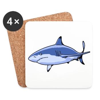 Requin - Dessous de verre (lot de 4) - blanc - Devant
