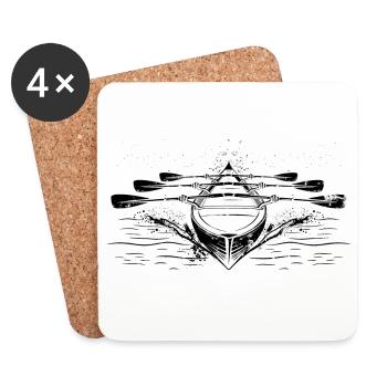 Racing rowing boat - Coasters (set of 4) - white - Front
