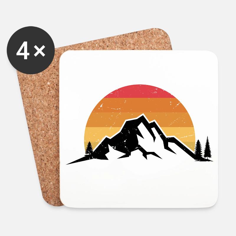 Sunset Ridge Silhouette - Untersetzer (4er-Set) - Weiß