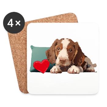Chiot - Pepe notre petit chien - Dessous de verre (lot de 4) - blanc - Devant