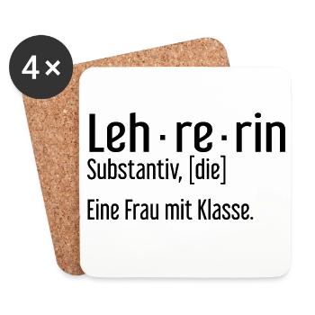 Beste Lehrerin der Welt – eine Frau mit Klasse - Untersetzer (4er-Set) - Weiß - Vorne