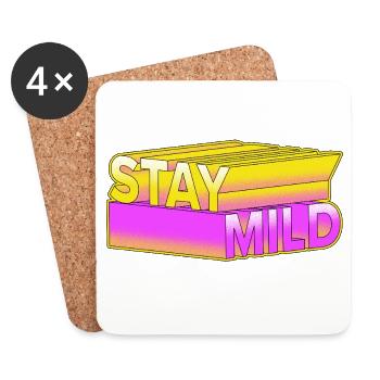Stay Mild – Neon 3D Retro Look - Coasters (set of 4) - white - Front