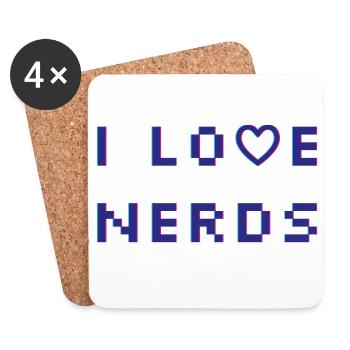 J’adore les nerds - Dessous de verre (lot de 4) - blanc - Devant