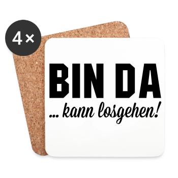 Bin da kann losgehen - Untersetzer (4er-Set) - Weiß - Vorne