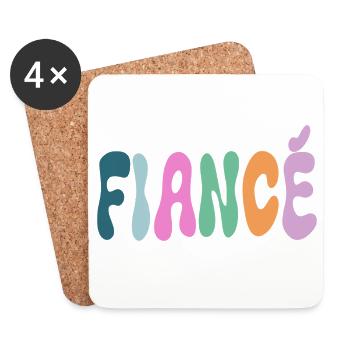 Fiance Pastel Lettering - Coasters (set of 4) - white - Front