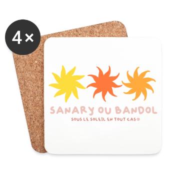 Sanary ou Bandol , sous le soleil en tout cas - Dessous de verre (lot de 4) - blanc - Devant