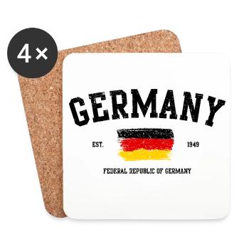 Conception abstraite de la typographie du drapeau allemand - Dessous de verre (lot de 4) - blanc - Devant