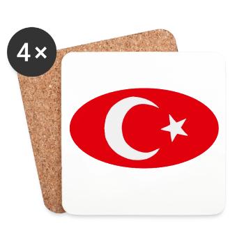 Turkiye Turkish Oval Flag - Coasters (set of 4) - white - Front