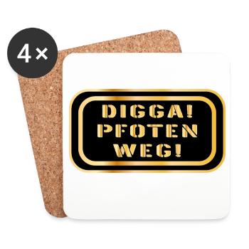 DIGGA PFOTEN WEG SPRÜCHE - Untersetzer (4er-Set) - Weiß - Vorne