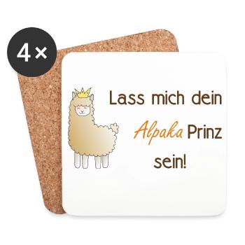 Lass mich dein Alpaka-Prinz sein! - Untersetzer (4er-Set) - Weiß - Vorne