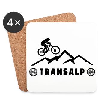 Transalp mit Fahrrad - Alpenüberquerung MTB Bike - Untersetzer (4er-Set) - Weiß - Vorne