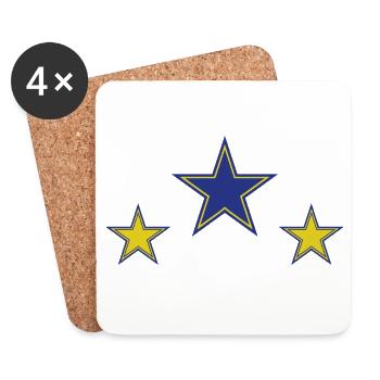 Abstract Star Patterns in Yellow and Blue - Coasters (set of 4) - white - Front