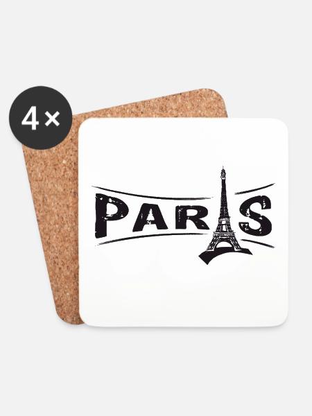 PARIS mit Eiffelturm - Untersetzer (4er-Set) - Weiß
