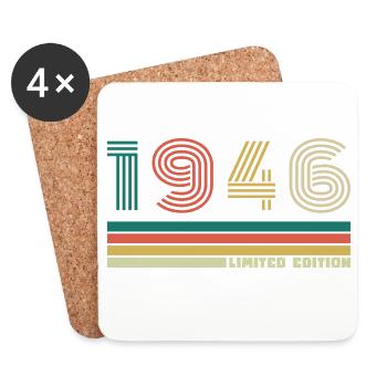 80 Years 1946 Vintage Retro Anniversary - Coasters (set of 4) - white - Front