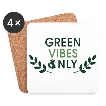 Green Vibes Only Minimal Nature - Coasters (set of 4) - white - Front