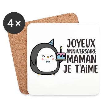 Penguin Birthday Mom I Love You - Coasters (set of 4) - white - Front