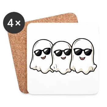 Cute ghosts with sunglasses - Coasters (set of 4) - white - Front