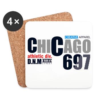 Chicago Streetwear Vintage Abzeichen Design - Untersetzer (4er-Set) - Weiß - Vorne