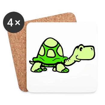 Schildkröte süß niedlich lächelt glücklich lustig - Untersetzer (4er-Set) - Weiß - Vorne