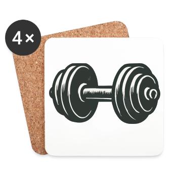 Dumbbell Strength Workout Graphic - Coasters (set of 4) - white - Front