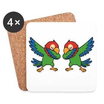 Bande dessinée Parrot Dabbing - Dessous de verre (lot de 4) - blanc - Devant