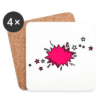 Comic Element in schwarz und pink - Untersetzer (4er-Set) - Weiß - Vorne