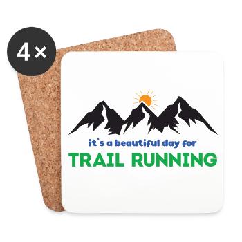 C’est une belle journée pour le trail running - Dessous de verre (lot de 4) - blanc - Devant