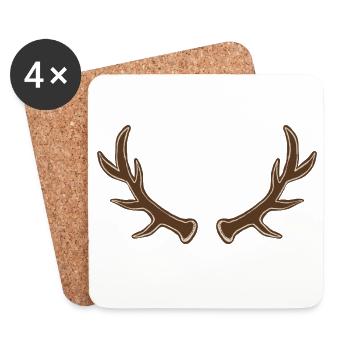 Rustic Antler Silhouette - Coasters (set of 4) - white - Front