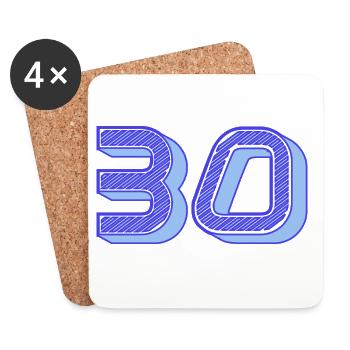 30. 30 ANS. 30e ANNIVERSAIRE. ANNIVERSAIRE 30 ANS. - Dessous de verre (lot de 4) - blanc - Devant