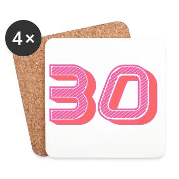 30. 30 ANS. 30e ANNIVERSAIRE. ANNIVERSAIRE 30 ANS. - Dessous de verre (lot de 4) - blanc - Devant