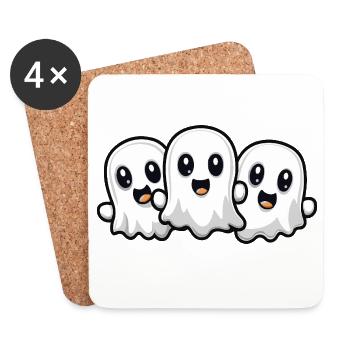 Fantômes Halloween Bande dessinée mignonne - Dessous de verre (lot de 4) - blanc - Devant