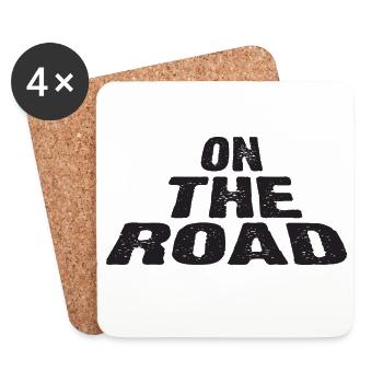 Sur la route : une typographie audacieuse - Dessous de verre (lot de 4) - blanc - Devant