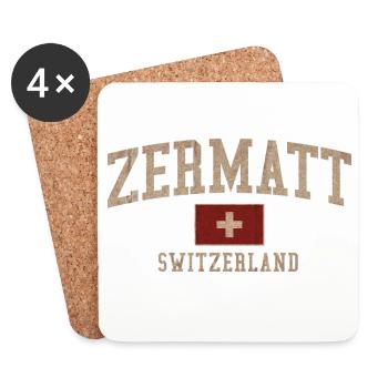 Zermatt Swiss Textured Logo - Coasters (set of 4) - white - Front