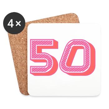 50. 50 ANS. 50e ANNIVERSAIRE. ANNIVERSAIRE 50 ANS. - Dessous de verre (lot de 4) - blanc - Devant