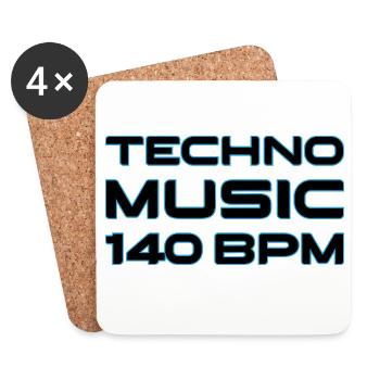 Techno Neon 140 BPM - Untersetzer (4er-Set) - Weiß - Vorne