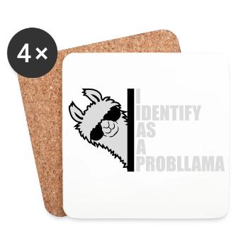 I Identify As A Probllama Cool Lama Problem Spruch - Untersetzer (4er-Set) - Weiß - Vorne