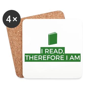 Ich lese, also bin ich Buchphilosophie - Untersetzer (4er-Set) - Weiß - Vorne