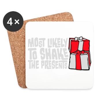 Most Likely to Shake the Presents Christmas Fun - Coasters (set of 4) - white - Front