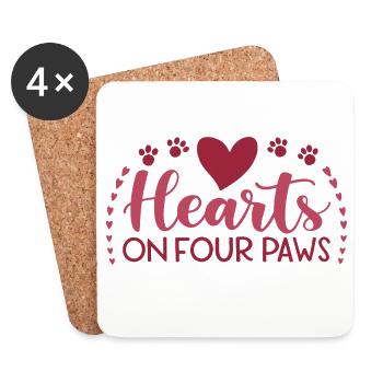 Cœur sur Quatre Pattes - Dessous de verre (lot de 4) - blanc - Devant