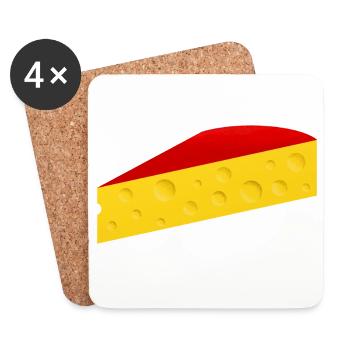 Quartier de fromage à croûte rouge - Dessous de verre (lot de 4) - blanc - Devant